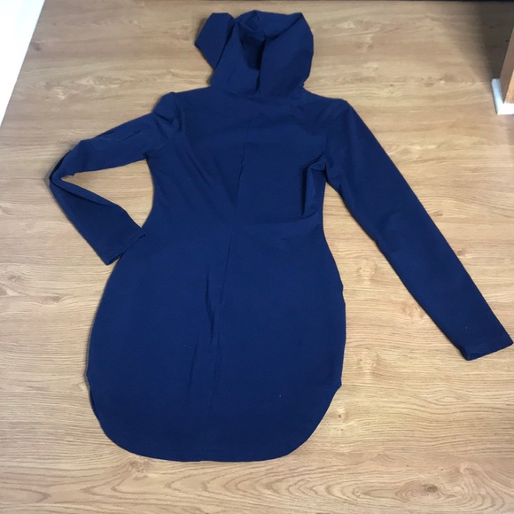 Blue Hoodie Dress Long Sleeves Size Medium - Picture 5 of 7